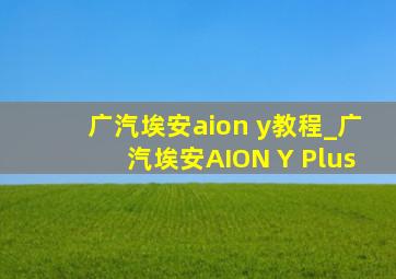 广汽埃安aion y教程_广汽埃安AION Y Plus